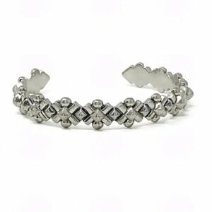 J. Crew Metal Bloom Silver Adjustable Cuff